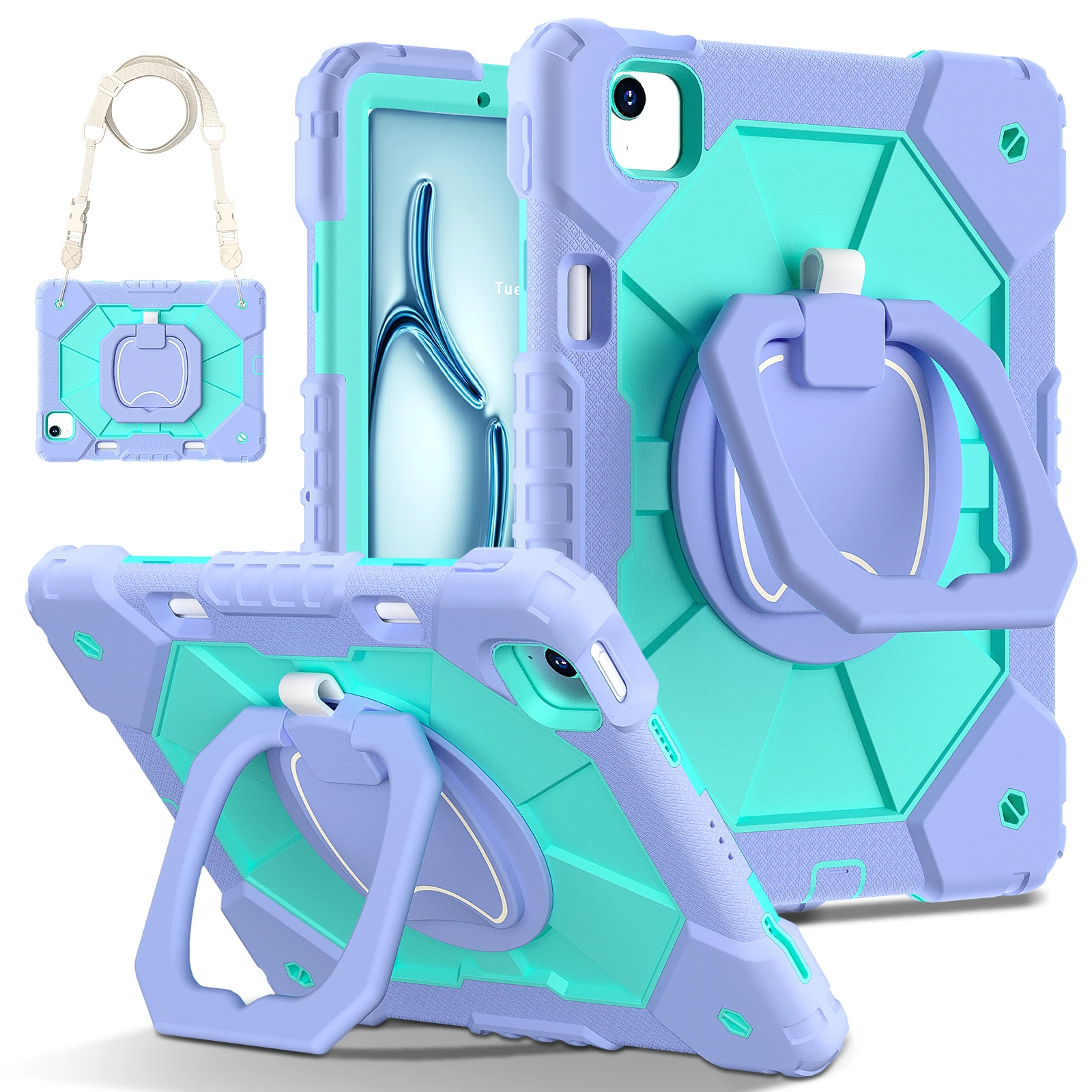 Armor Stand Schokbestendig Tablet Case Voor iPad Air 5 Air 6 A16 11e M3 Pro 11 12.9 13 10 Gen 10.5 10.2 9e 8e 6e 5e 9.7 Mini 7 6 - afbeelding 1