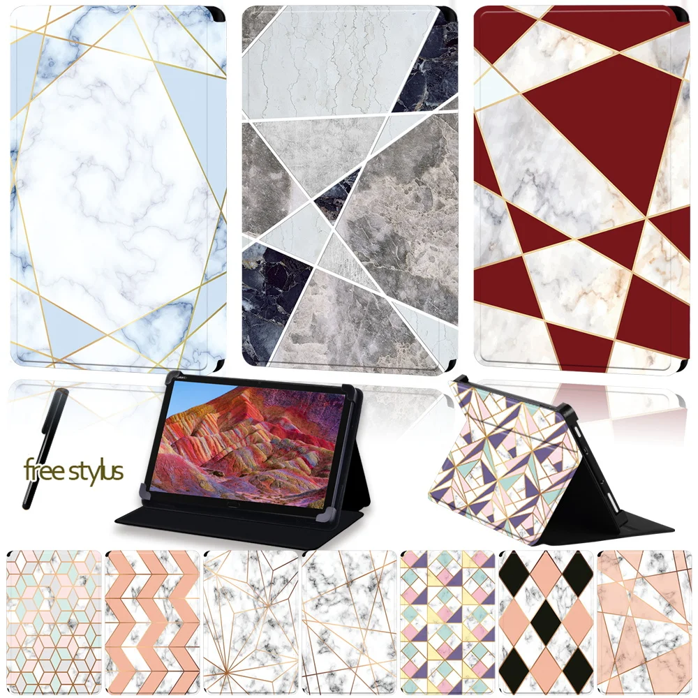 

Universal Tablet Case for Huawei MediaPad M1/M2//M3/M5/M6 Shockproof Feather Print PU Leather Stand Folding Protective Cover