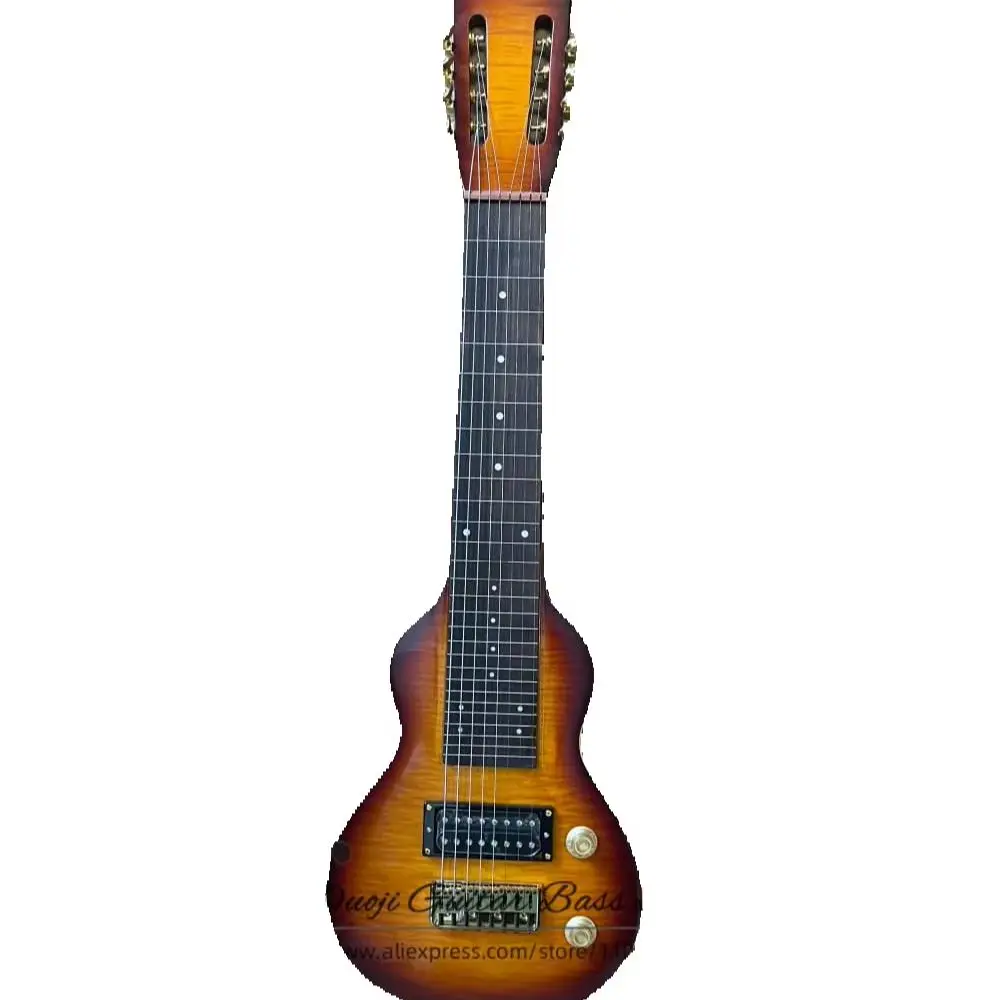 Classic 8 strings guitar, sunburst guitar, flamed maple top, fixed bridge, gold tuner, Hawaiian guitar