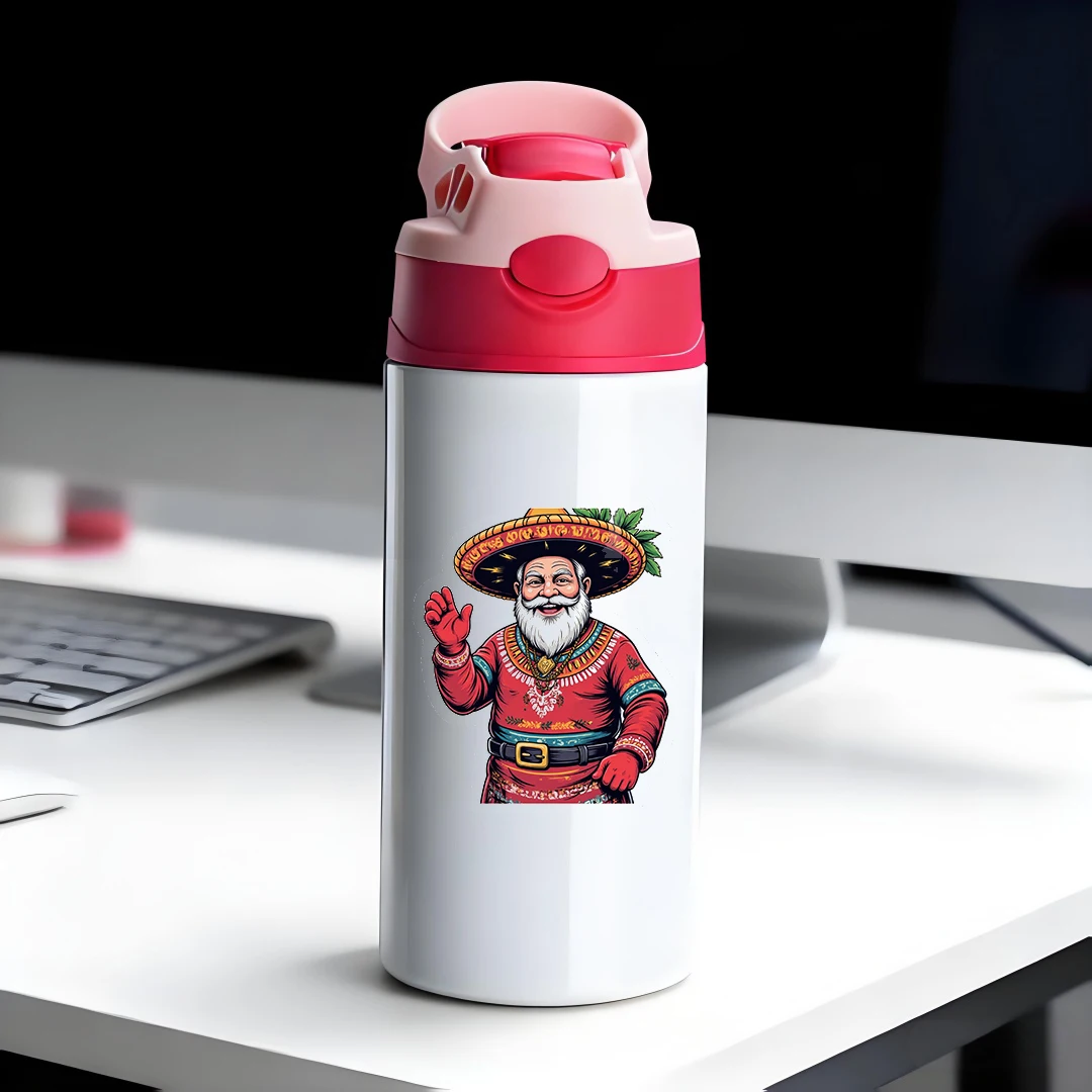 

304 stainless steel thermal cup + Children's straw cup + cartoon Christmas tree design Christmas gift for kids joyful childhood