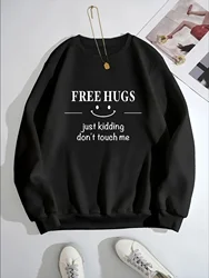 Fashion letter print sweatshirt crew neck casual sweatshirt for winter & fall women's clothing