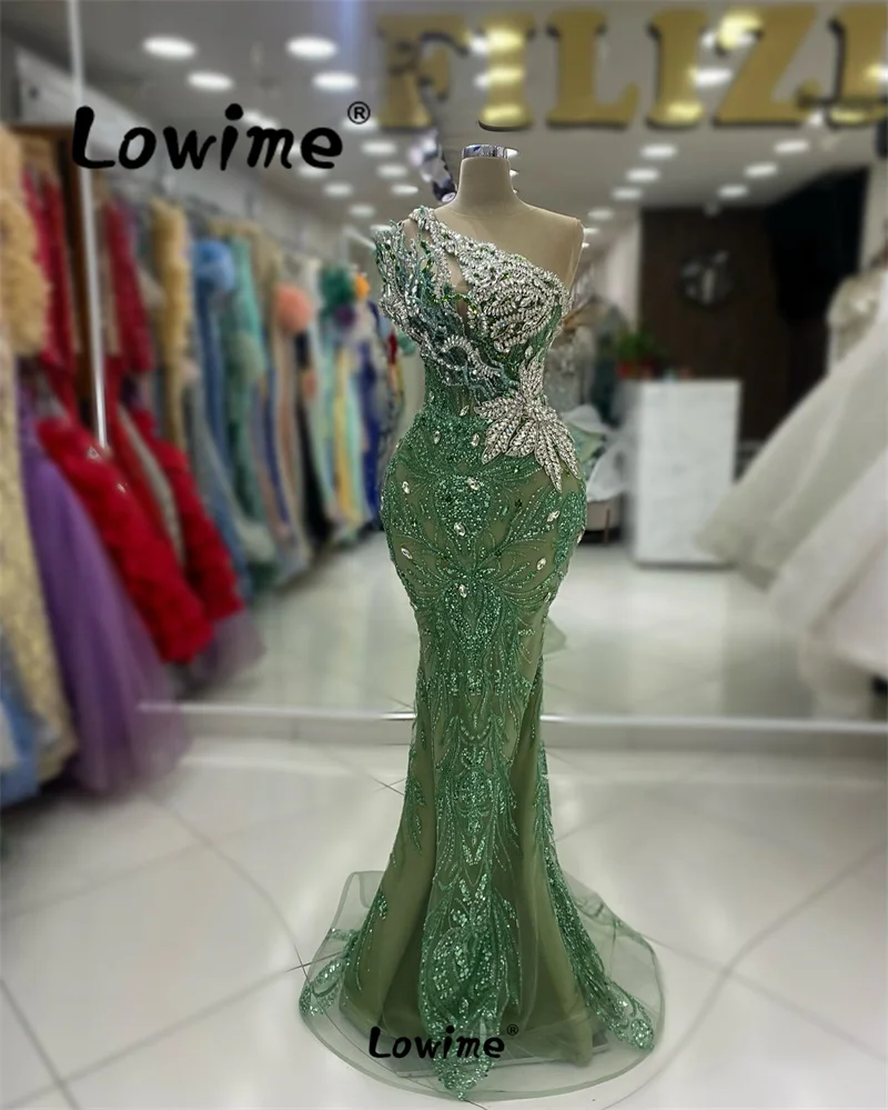 Aso Ebi Crystals Mermaid Prom Dress Sequined Evening Party Second Reception Birthday Engagement Gowns Dresses Robe De Soiree