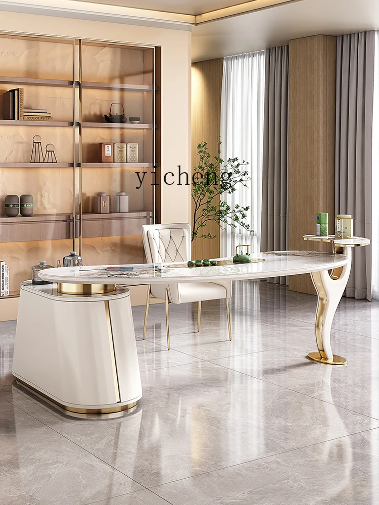 

LSL Light Luxury Tea Table Modern High-end Living Room Simple Curved Tea Table and Chair Set