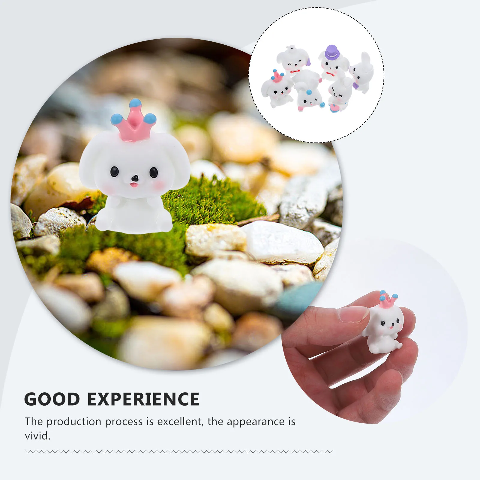 

12pcs Ornaments Resin Miniature Bunny Decor Micro Landscape Garden Yard Statues Bonsai Adornments