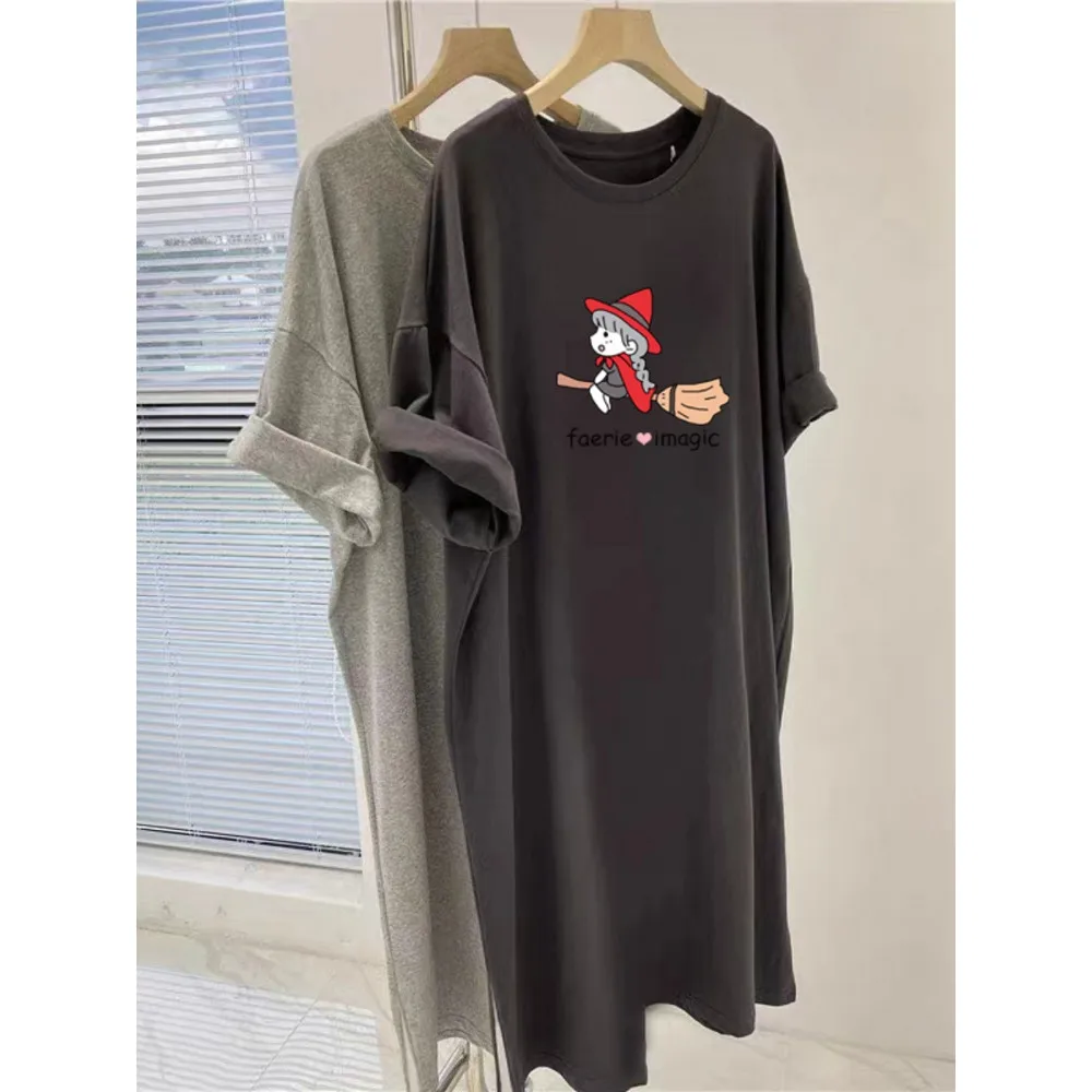 Oversize Loose Short Sleeved Dress Women's Korean Ins Fashion Casual Versatile Pullover Dress - Image 4