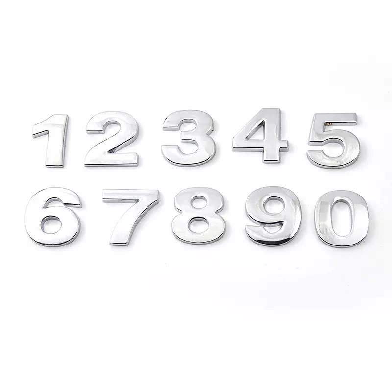 1PCS 3D Silver Chrome Car Decals 25mm Metal  Letter and Number Stickers Waterproof Exterio Alphabet for Motorcycle Accessories