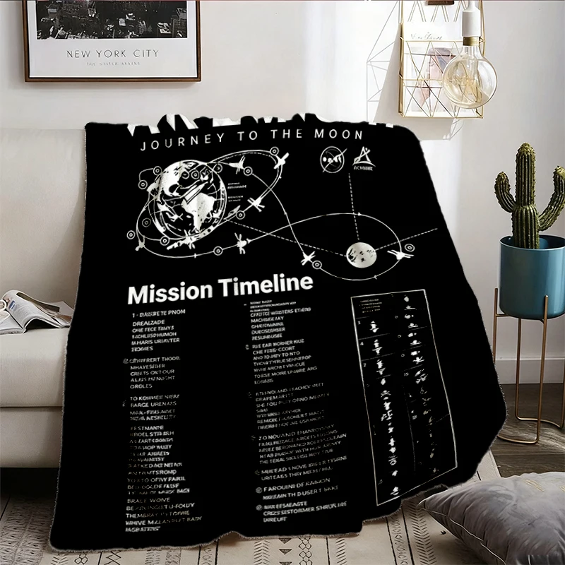 Artemis II Moon Mission Timeline Space 2 Side Comfort Flannel Blanket Flannel Throw Cozy Blanket