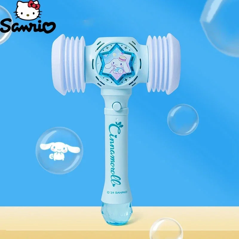 Sanrio Cinnamoroll Cartoon Series Hot Selling Fairy Magic Bubble Hammer Electric Light Handheld Bubble Machine Children Gift