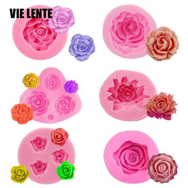 3D Rose Molde de silicona para pasteles Flor Fondant Molde Decoración de pasteles Herramienta para hornear Herramienta de moldes para pasteles Moldes de chocolate de silicona Gadgets Accesorios para hornear