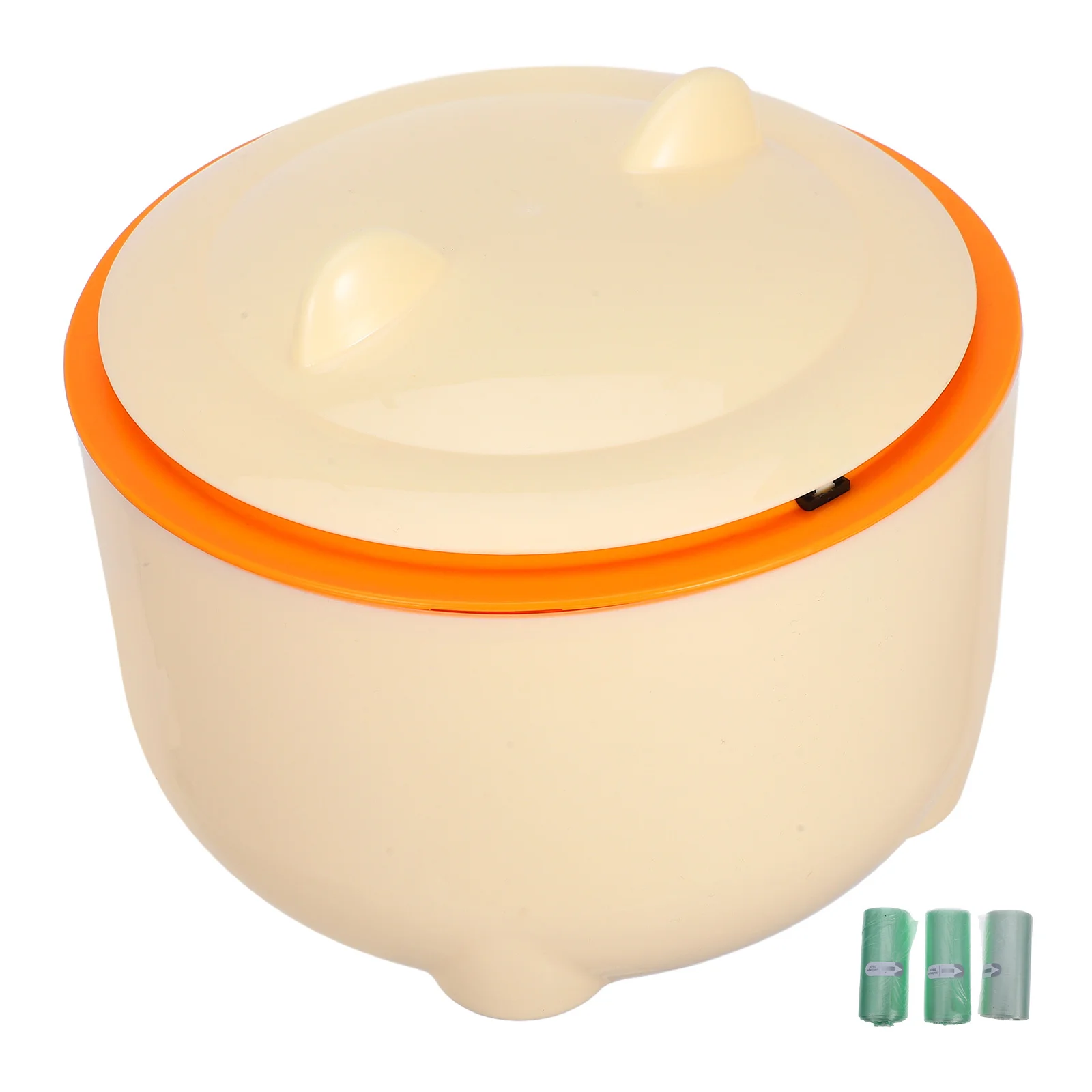 

Closed Cat Litter Trash Can Yellow Poop Desktop Cartoon Storage Container Includes Bags Odor Proof Portable Pet Supplies