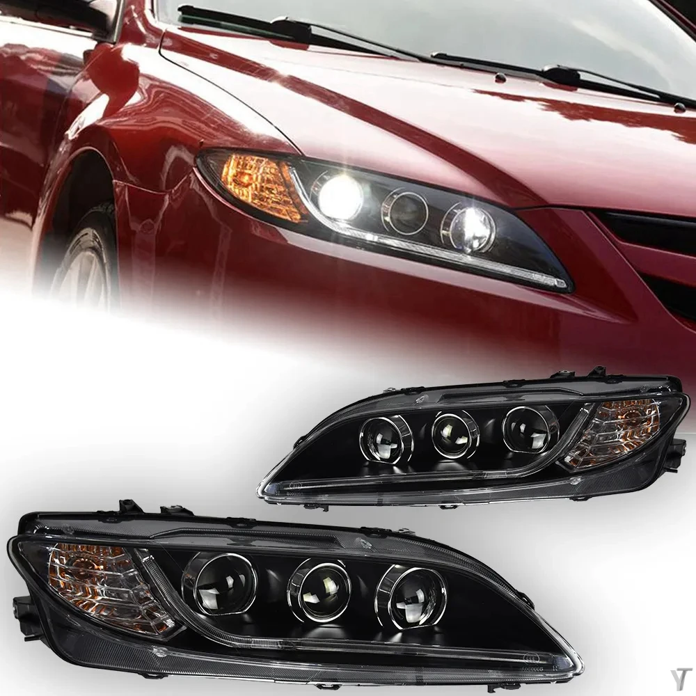 

Передние Автомобильные фары для Mazda 6 фар 2004-2012 Mazda6 светодиодный фары DRL Hid фары ангельские глазки Биксеноновые аксессуары