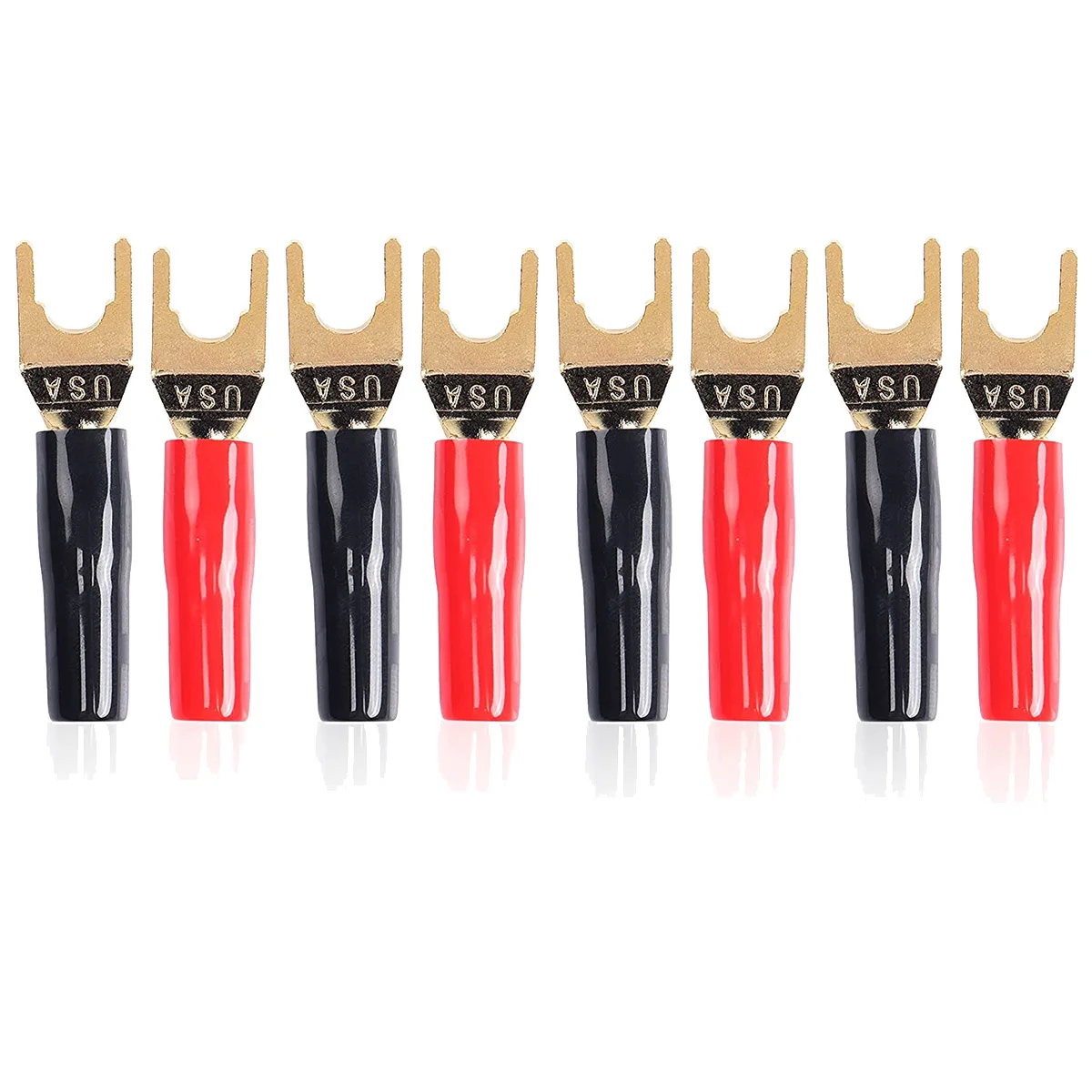 Fashion Y Plug Spade Connector for Speaker Wire,8 Pcs Y Spade Plug 45 Degree Gold Plated U Fork Spade Plug Connector