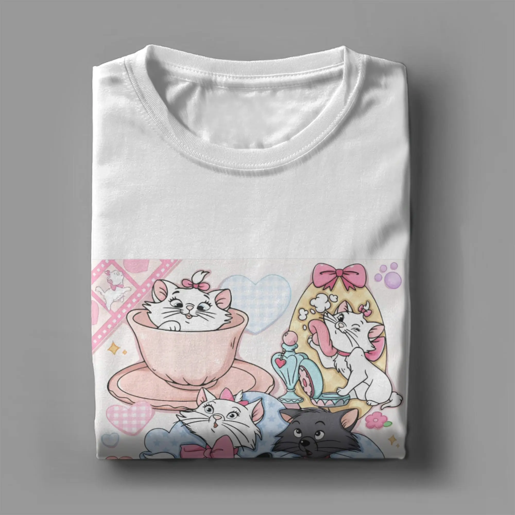 تي شيرت Aristocats أنيمي لطيف ماري كات للرجال والنساء تي شيرت غير رسمي بأكمام قصيرة ورقبة مستديرة تي شيرت من القطن الخالص هدية فكرة علوية