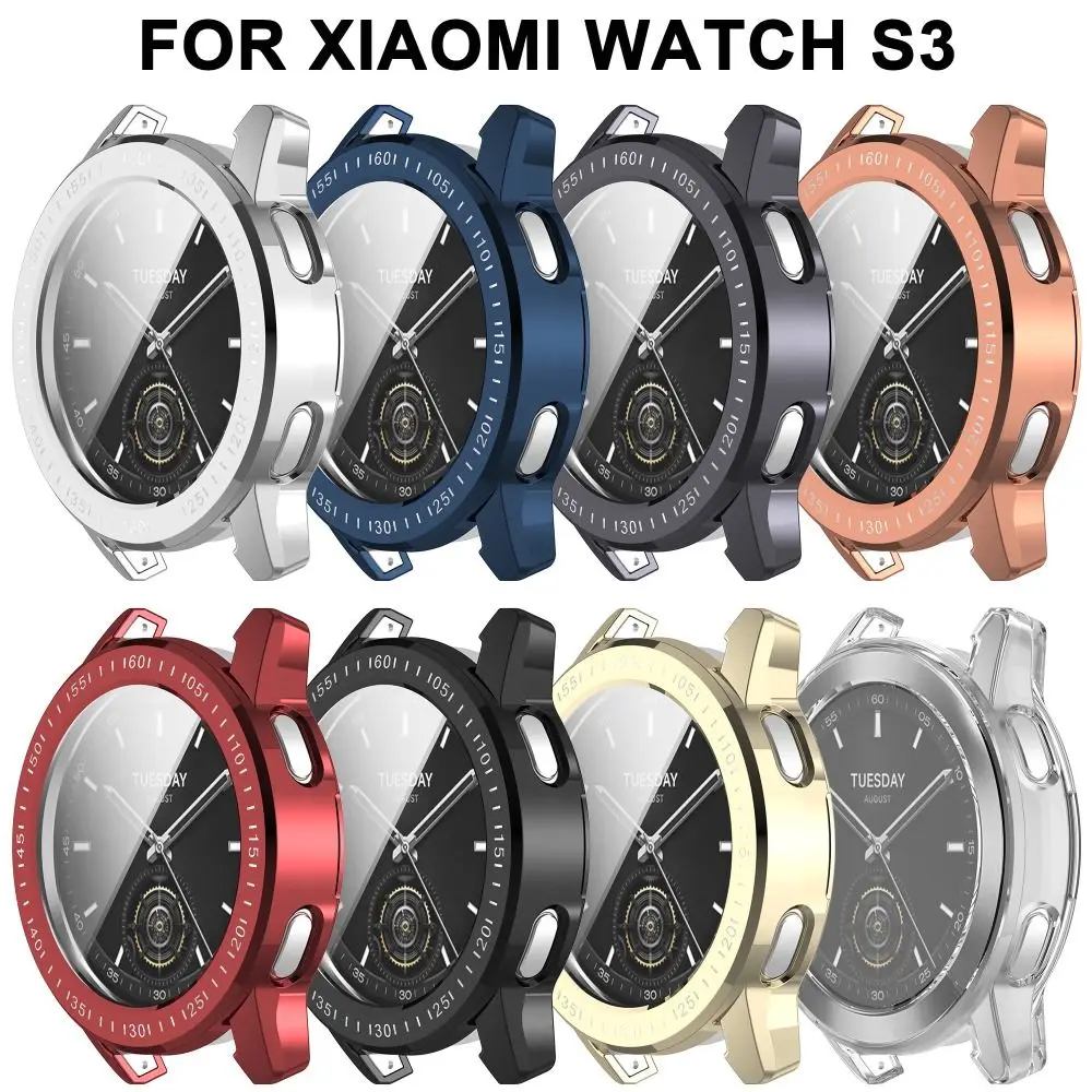 Funda de TPU de cobertura completa, Protector de pantalla de parachoques inteligente, correa de reloj suave, Carcasa protectora para Xiaomi Watch S3