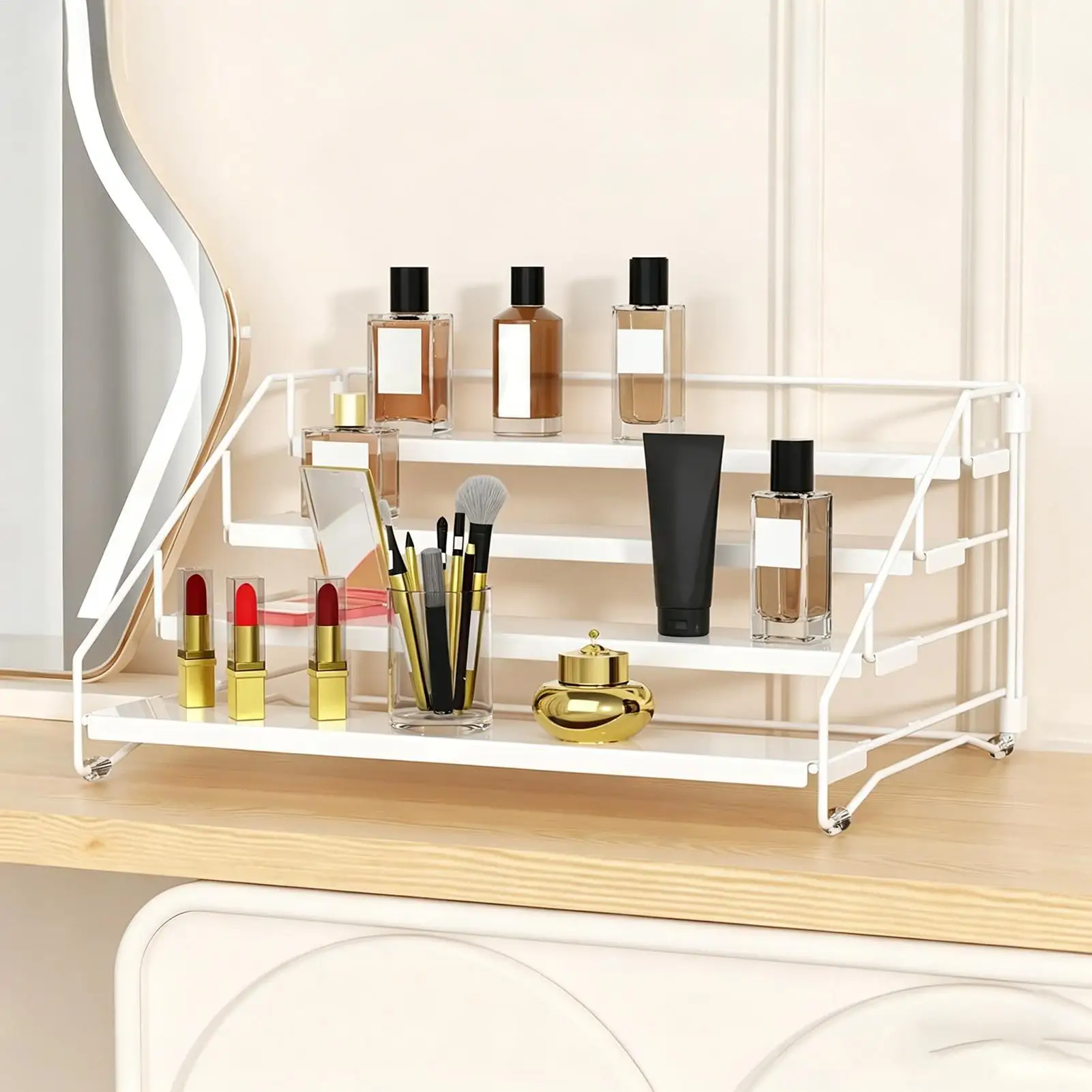 

Раздвижная металлическая полка-органайзер для специй, для кухни, кладовой, шкафа, столешницы, для банок