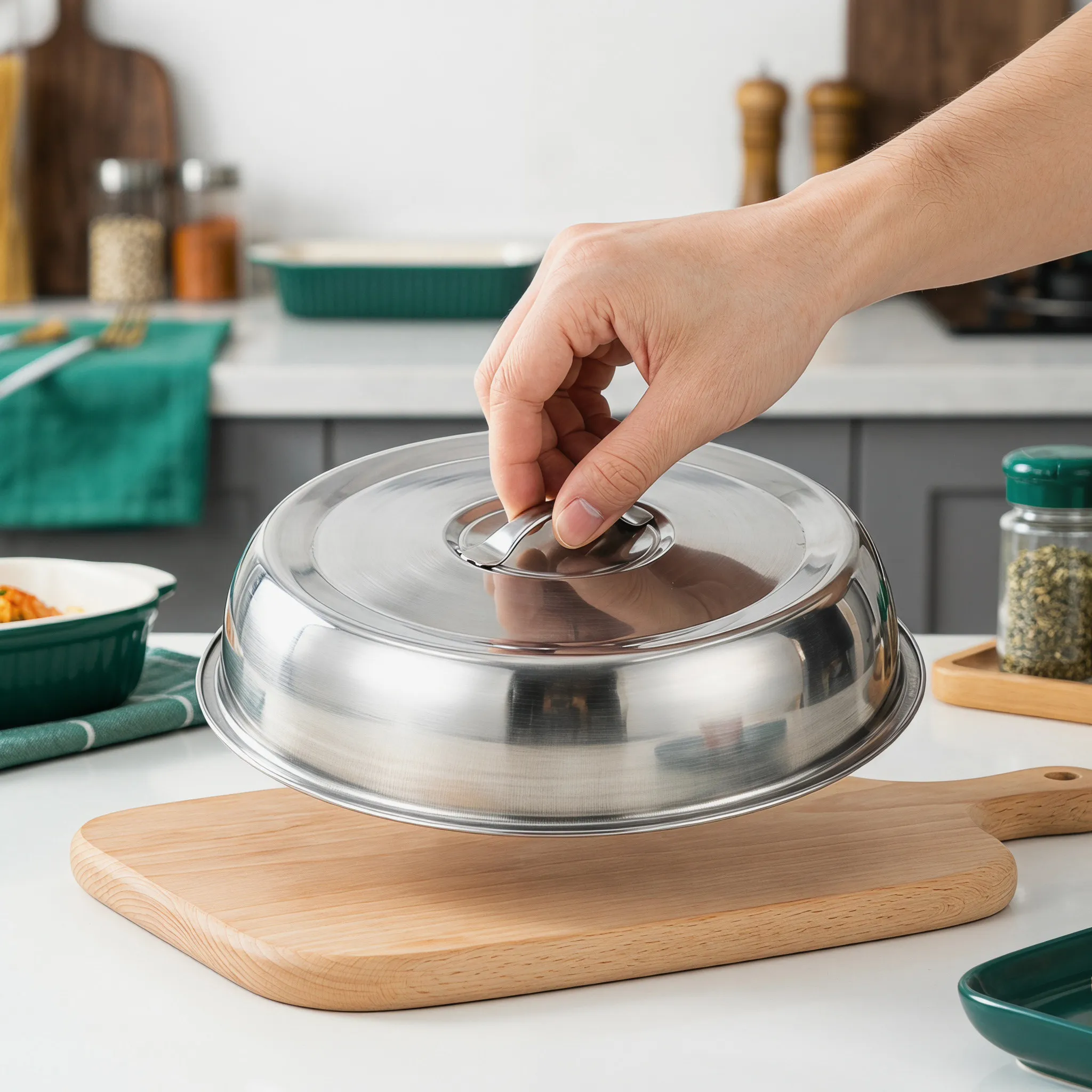 

3Pcs Stainless Steel Food Dome Cover Compact Oil-Proof Steak Serving Lid for Home Kitchen Restaurant Bbq Fresh-Keeping