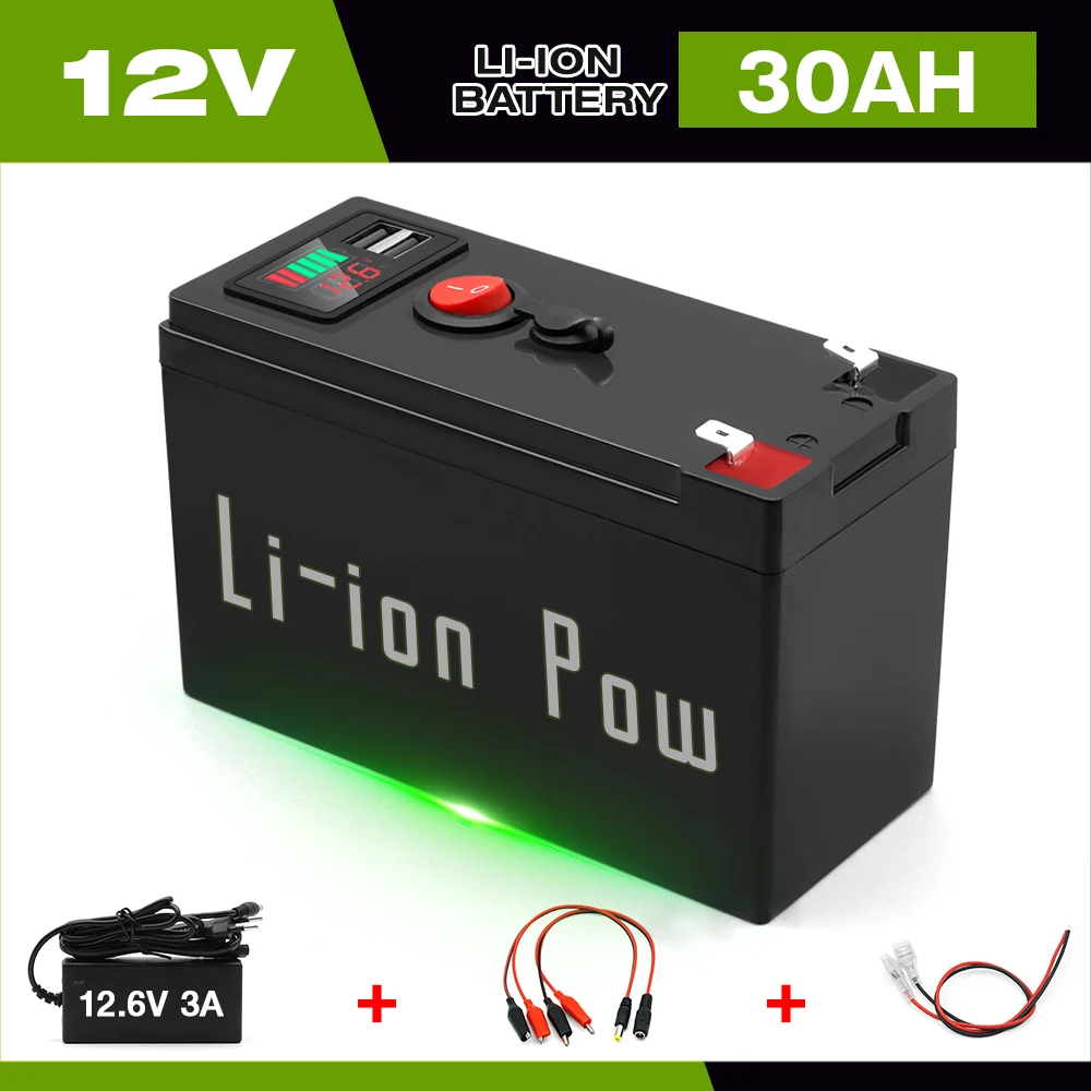

LiFePO4 12V 30Ah Lithium Battery 4000+ Deep Cycles, for UPS, Kayak Fish Finder, Solar Panel, Power Wheels Toys, Scooter, Radio