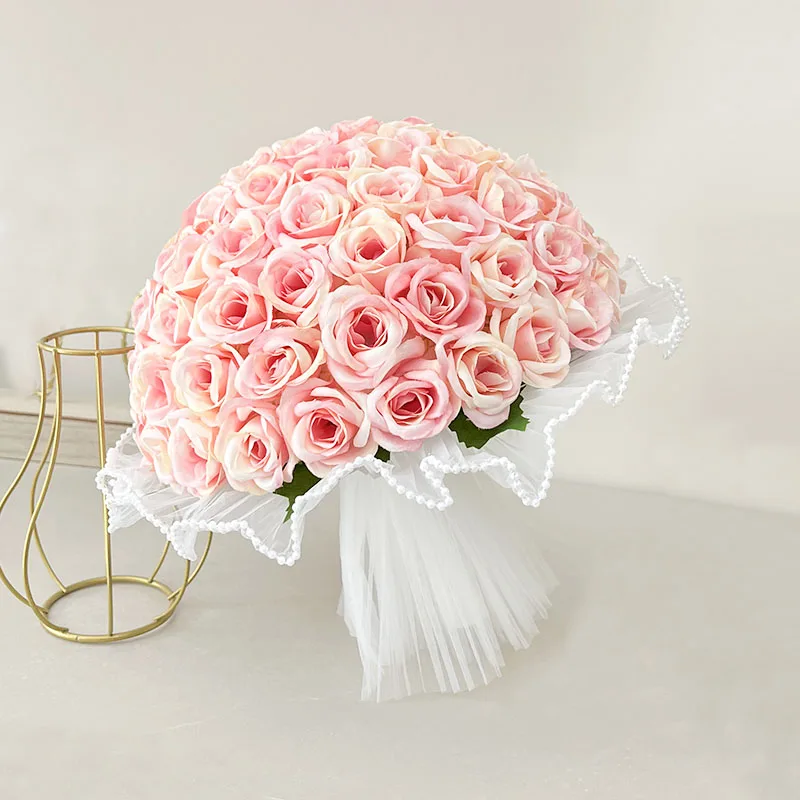 

Свадебный букет подружек невесты, свадебный букет по индивидуальному заказу, свадебные центральные аксессуары, розовые маленькие шелковые розы, искусственные цветы