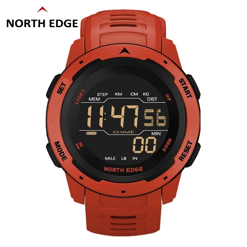 NORTH EDGE Mens Digital Watch Women Sportswatch Dual Time Running Pedometer Countdown Waterproof 50m Alarm Military Clock New