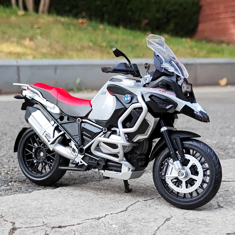 Risopen Modèle de moto à l'échelle 1:12 pour BMW R1250 GS en plastique moulé sous pression, pas de montage nécessaire, mini motorrad fini pour adulte, enfant et garçon (blanc