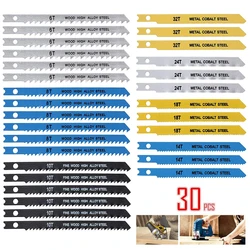 30Pcs Jig Saw Blade Set Carbon Steel 6/8/10/14/18/24/32TPI Assorted Jigsaw Blades For Bosch DEWALT BLACK+DECKER CRAFTSMAN