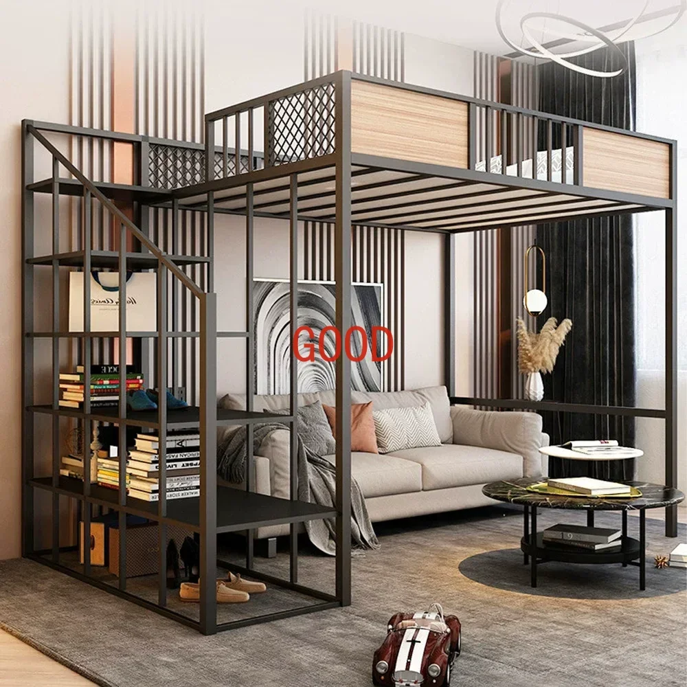 Metal Bed Frame Adult Loft Bed School Home Hotel Hostel Use Bunk Bed New Design Single Queen King Dorm Adults Student 1 Piece