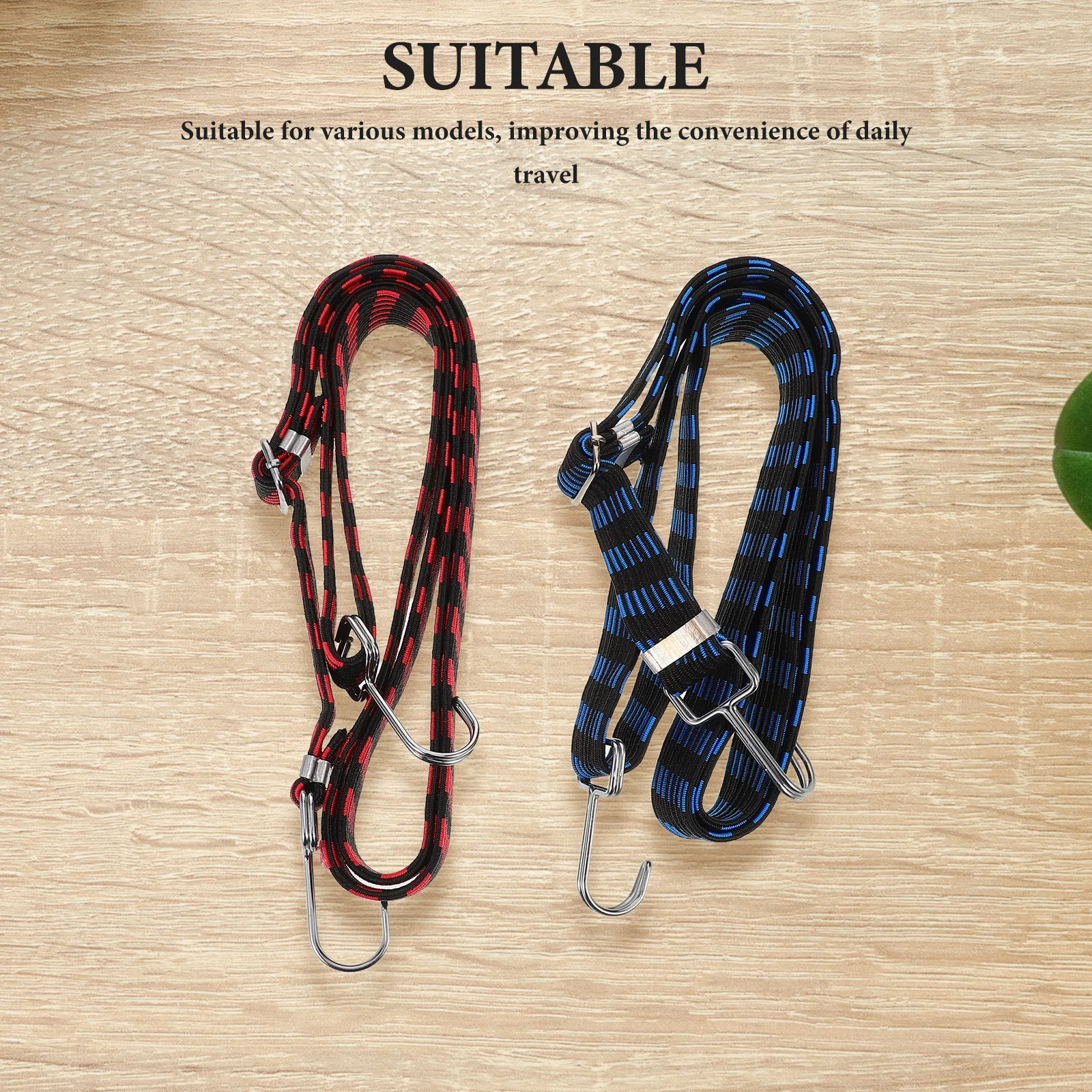 

2pcs Heavy Duty Elastic Luggage Strap Bungee Cord for Bike Rack Cargo Fastening Tie Down Weather Resistant Mountain Bike Basket