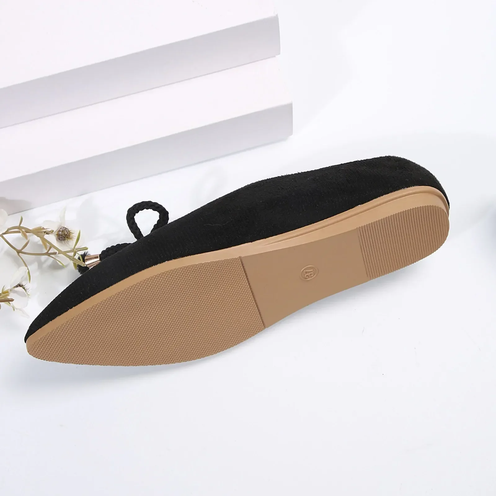 Women Shoes Shallow Pointed Toe Solid Bow Single Shoe Flat Bottomed Casual Slip On Comfort All Match Lazy Shoes 2024 New