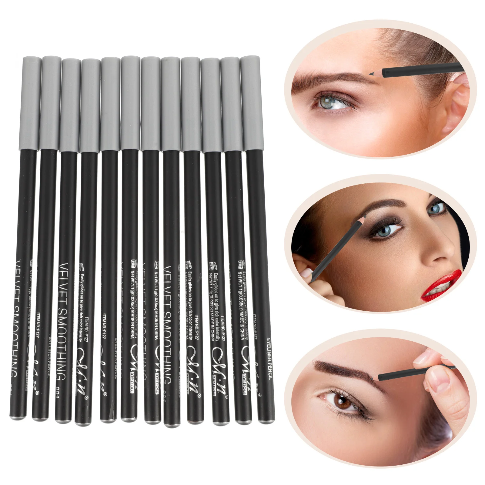 12 Pcs Black Eyeliner Eyebrow Pen Waterproof Eyeliners Beauty Supply Female Plastic Girl Pencil Pens Makeup Practical