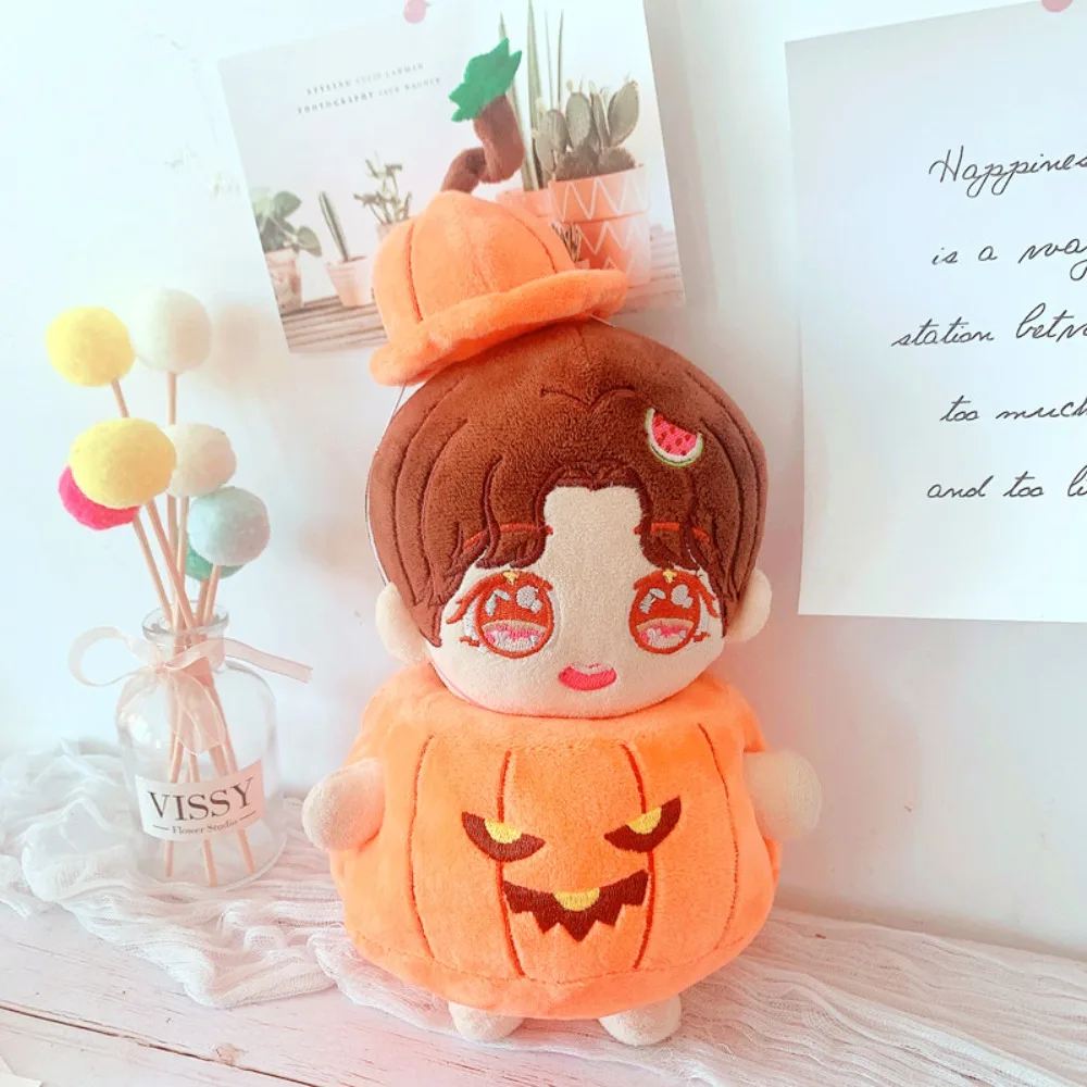 แต่งตัวตุ๊กตาผ้าฝ้ายฟักทองเสื้อผ้าชุดหมวกผ้าฝ้ายสีส้มตุ๊กตาฮาโลวีนชุด Kawaii แฟชั่นตุ๊กตา Plush เสื้อผ้า