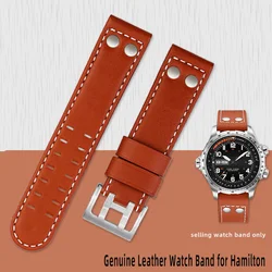 Genuine Leather jazz WatchBand For Hamilton Khaki aviation H77616533 H70615733 Men's Watch strap 20mm 22mm Stainless steel rivet