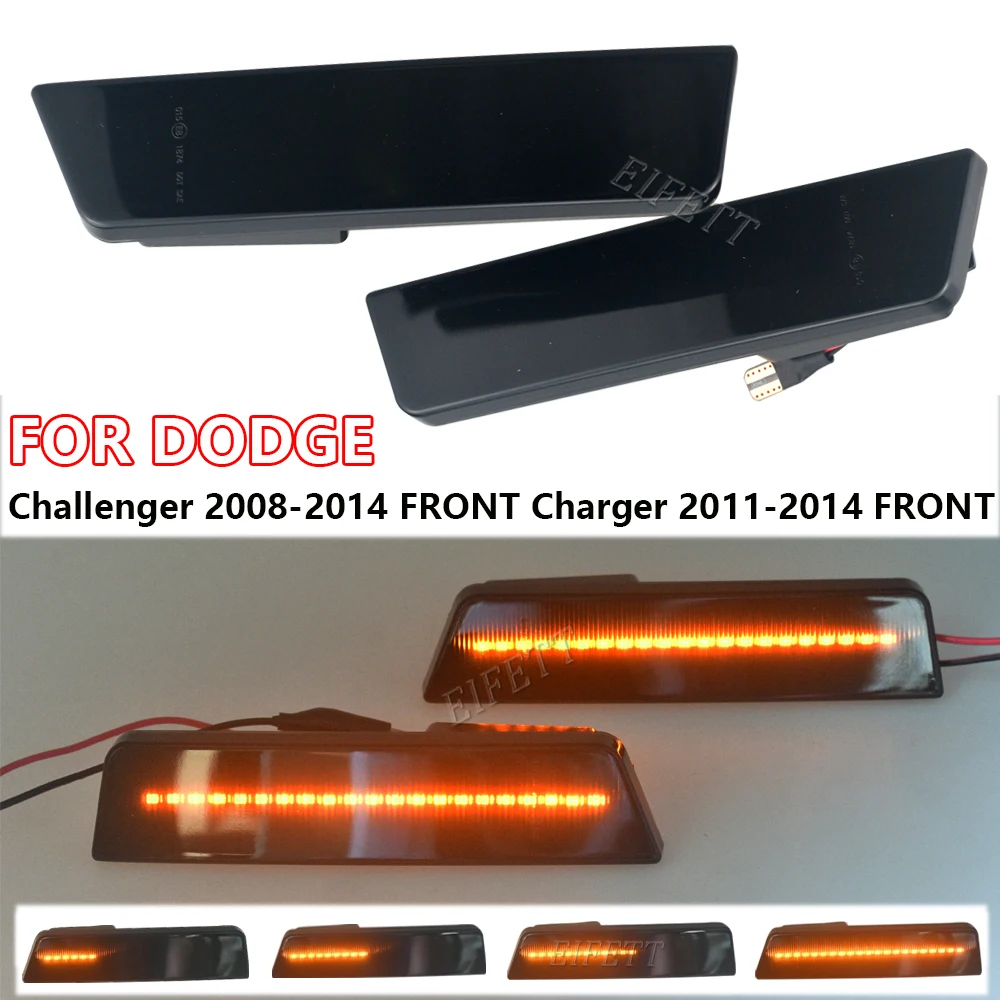 New 2x Amber Full LED Side Marker Light for 2008-2014 Dodge Challenger Turn Signal Light/Parking Light OEM Sidemarker Lamps