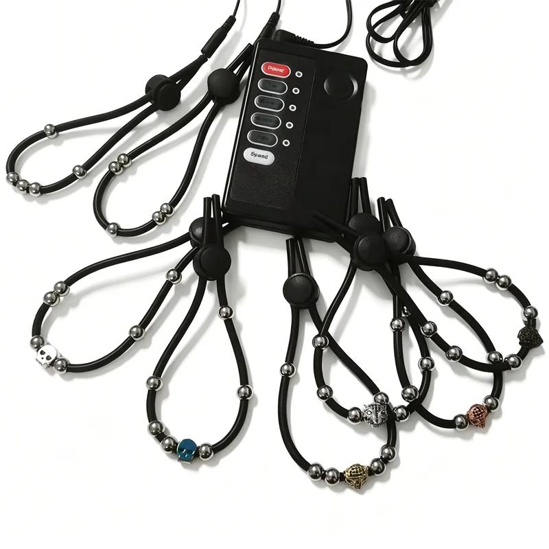 Silicone Cock Rings Male Penis Trainer Testis Stimulation Massage Multi Speed Electric Shock Sex Toys for Men Adult Games