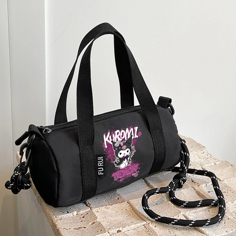 Hello Kitty Kucomi Cylindrical Crossbody Bag Zipper Small Nylon Handbag Portable Sports Simple Mini Messenger Shoulder Bag