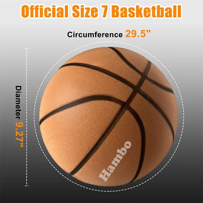 Mute Bouncing Basketball Dia 24cm Indoor Dribble Practice Size 7 Silent Basketball Bounce Quiet Soft Foam Ball No Noises at Home