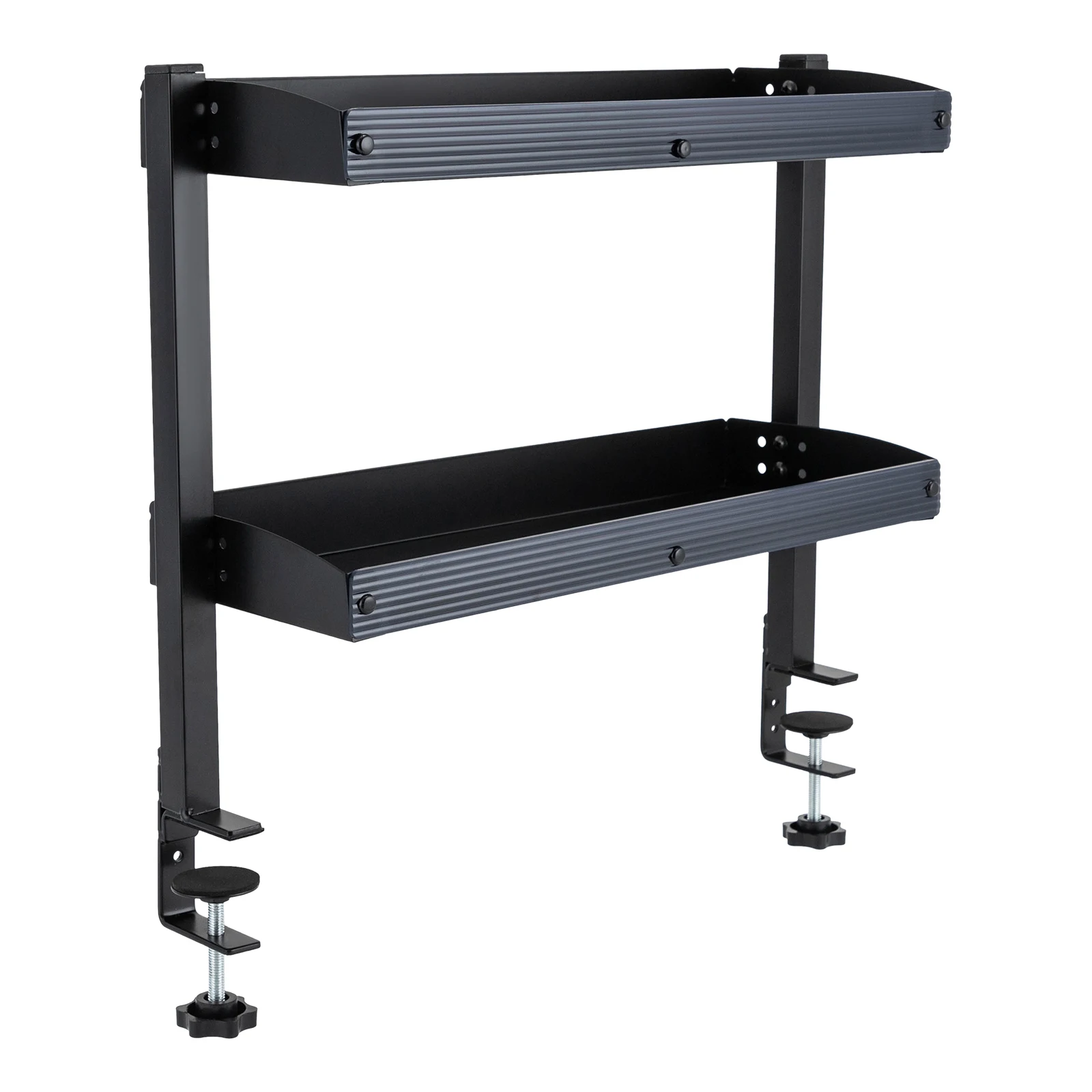 Clamp-on Desk Shelf, 2-Tier, Above or Under Table Corner Shelves Organizer, Black