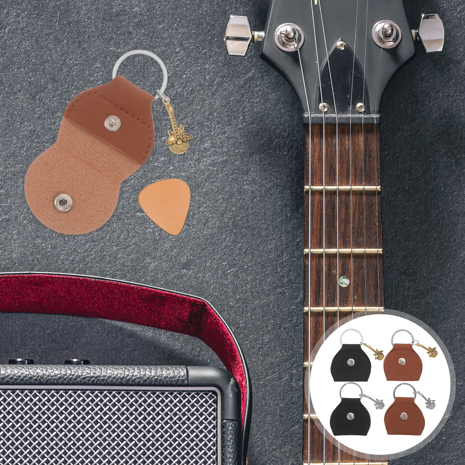 

4Pcs Guitar Pick Storage Bag PU Wing Design Portable Guitar Pick Holder Keychain Organizer Case for Guitarists Travel Practice