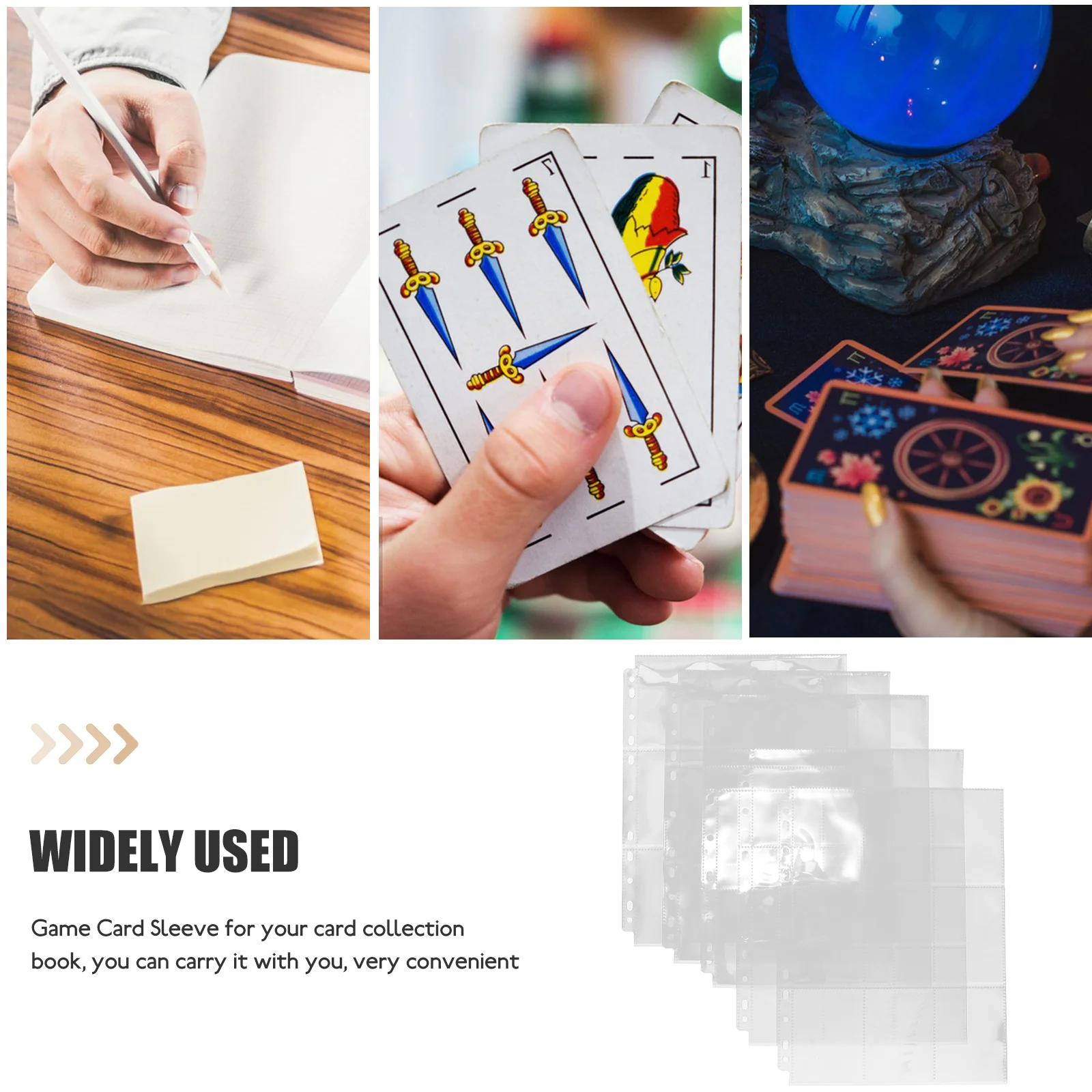 

10 Sheets Clear Card Sleeves for Trading Card Binder High-Quality PVC Waterproof Protection Pages for Game Cards Football