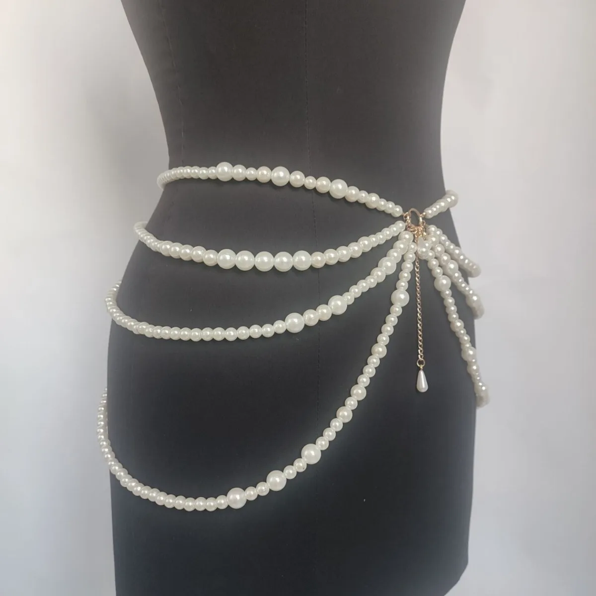 Different Pearls Connected Multi-Layer Tassel Side Swing Chain Waist Chain Waist Decorations Characteristic Belt