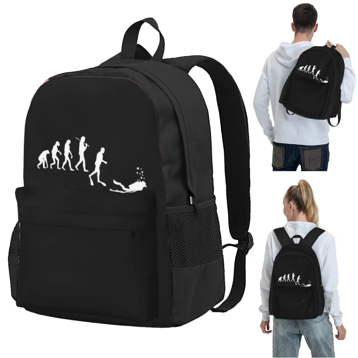 Scuba Diving Dive Diver Sea Snorkeling Sports  Backpack Student BookBag Kids School Bag Laptop Shoulder Bags for Men Women
