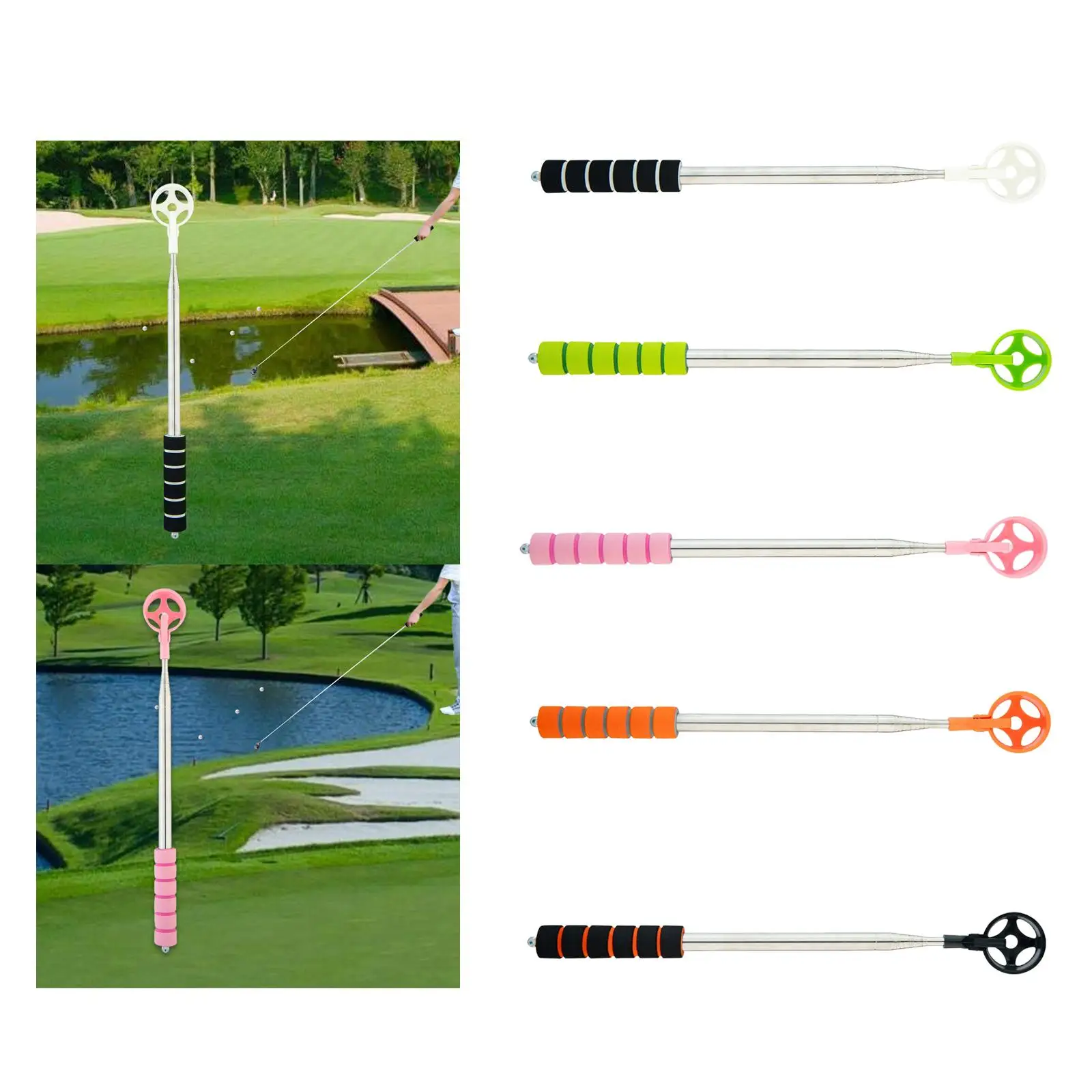 

Long Reach Golf Ball Retriever Stainless Steel Adjustable Picker Scoop Tool for Golf Course Accessories