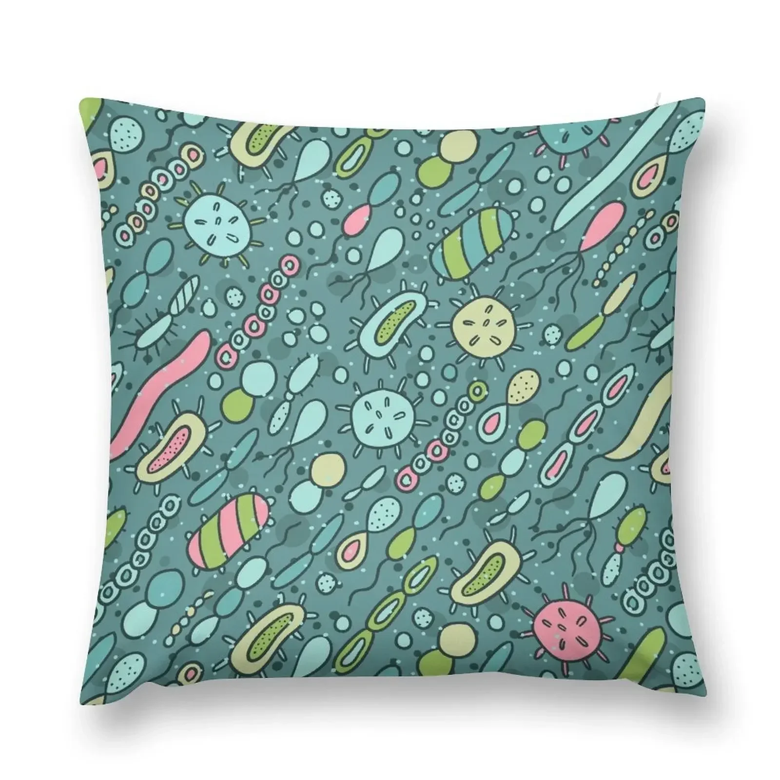 

Microbes pattern. Bacteria design for biology lovers. Virus illustration. Throw Pillow pillow cover luxury anime girl pillow