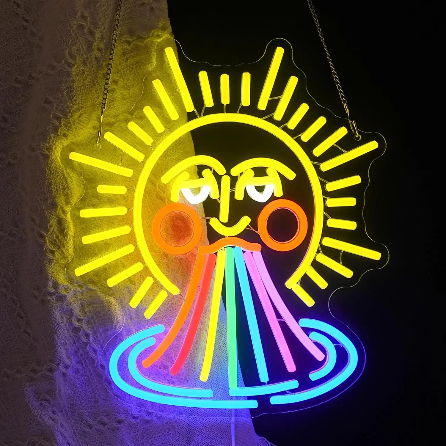 Sun Rainbow LED Neon Sign USB Dimmable Neon Light Sign for Gameroom Bedroom Bar Livingroom Birthday Party Gift Wall Decor