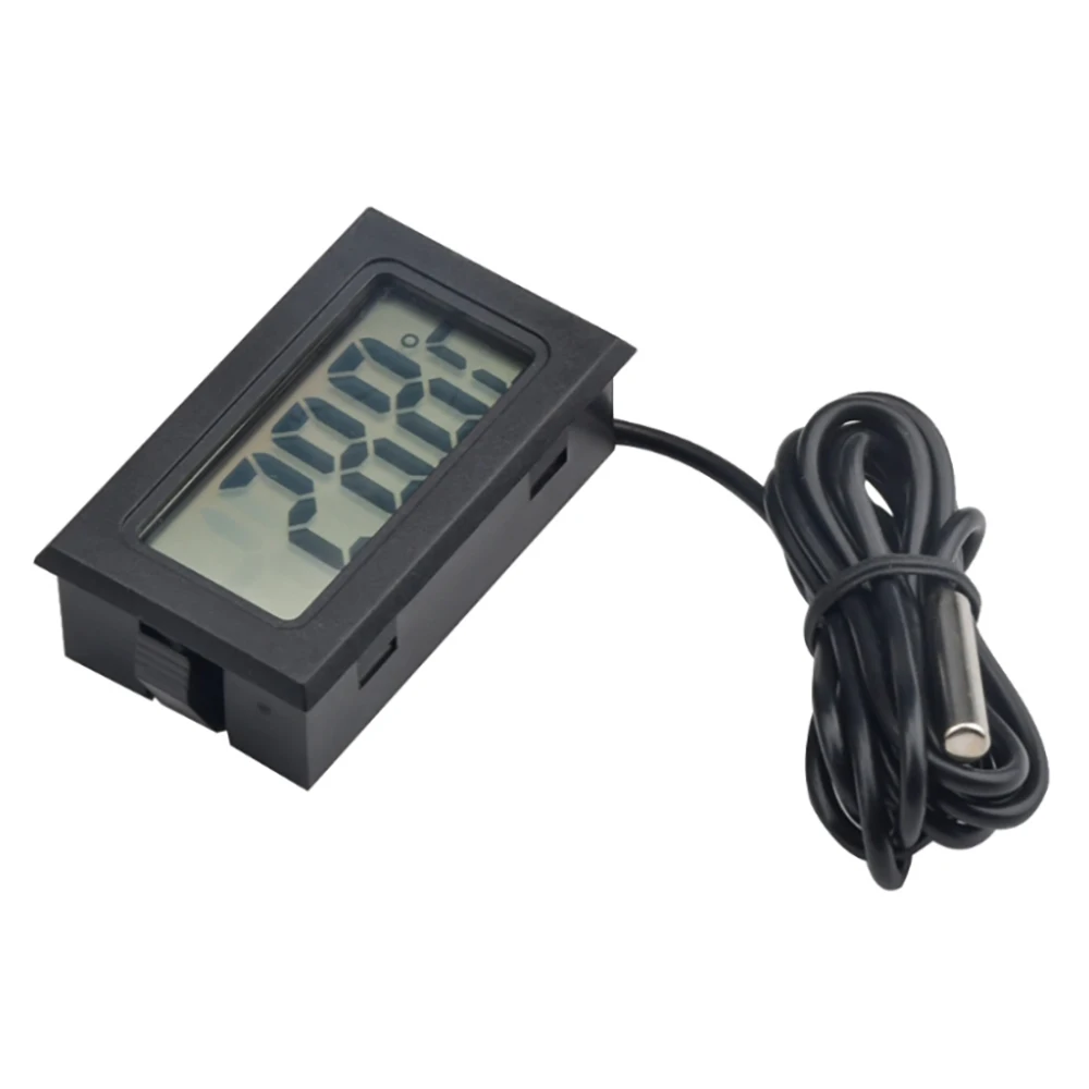 FY-10 Digital Thermometer -50~110°C Mini LCD Embedded  Temperature Sensor Meter with 1M Probe Cable for Aquarium Fridge