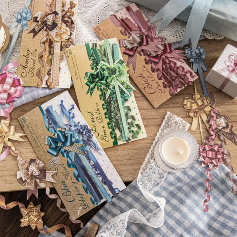20pcs/set Bow Shaped Floral Decoration Pattern Stickers Cute Card Stickers And Journal Diy Handbook Material School Supplie