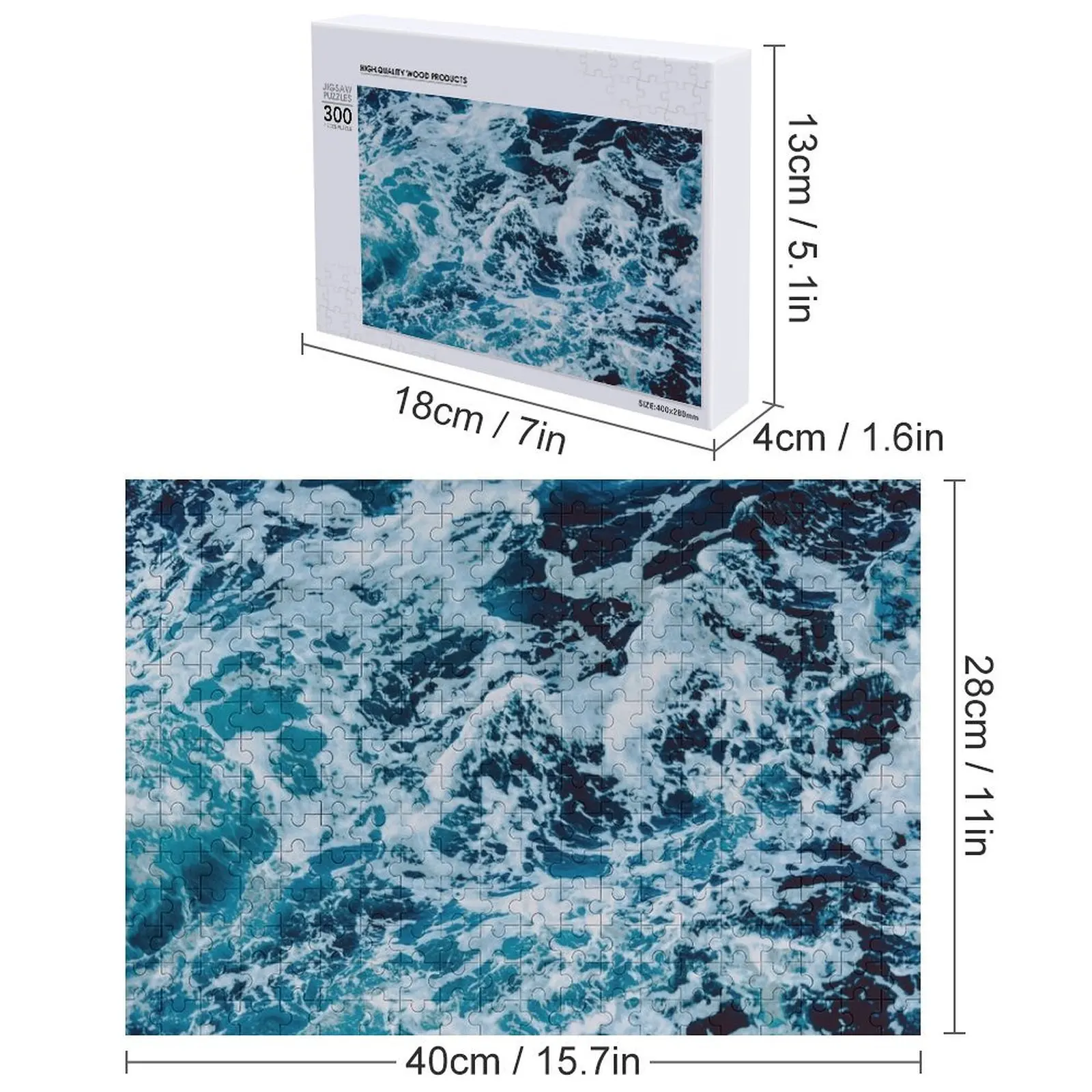 الفيروز الأزرق المحيط موجات بازل قطع رواية لعب للأطفال 2022 خشب للكبار مخصص خشبية هدية لغز