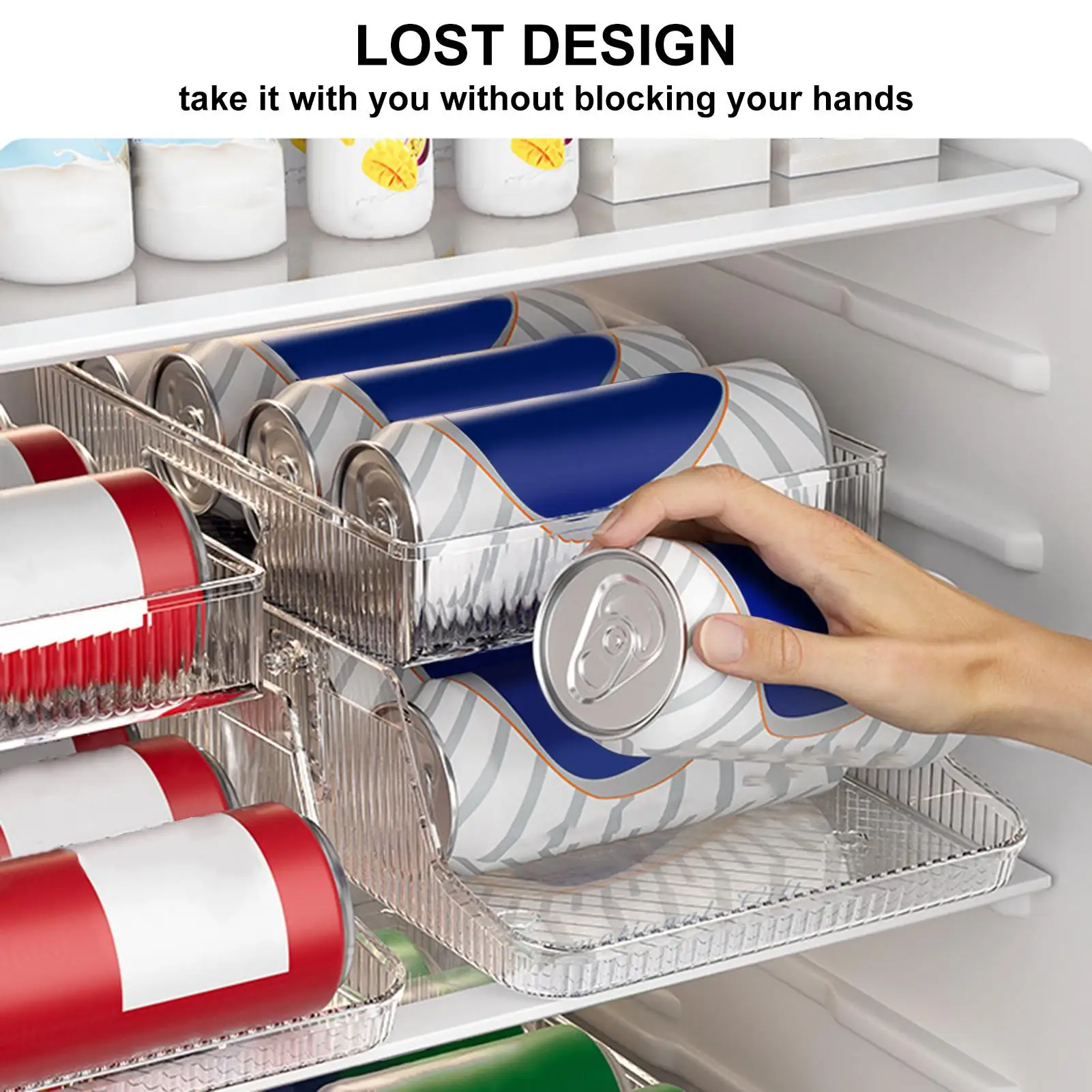 

Soda Can Organizer for Refrigerator, Stackable Canned Food Pop Cans Container Can Holder Dispenser with Lid for Fridge Rack