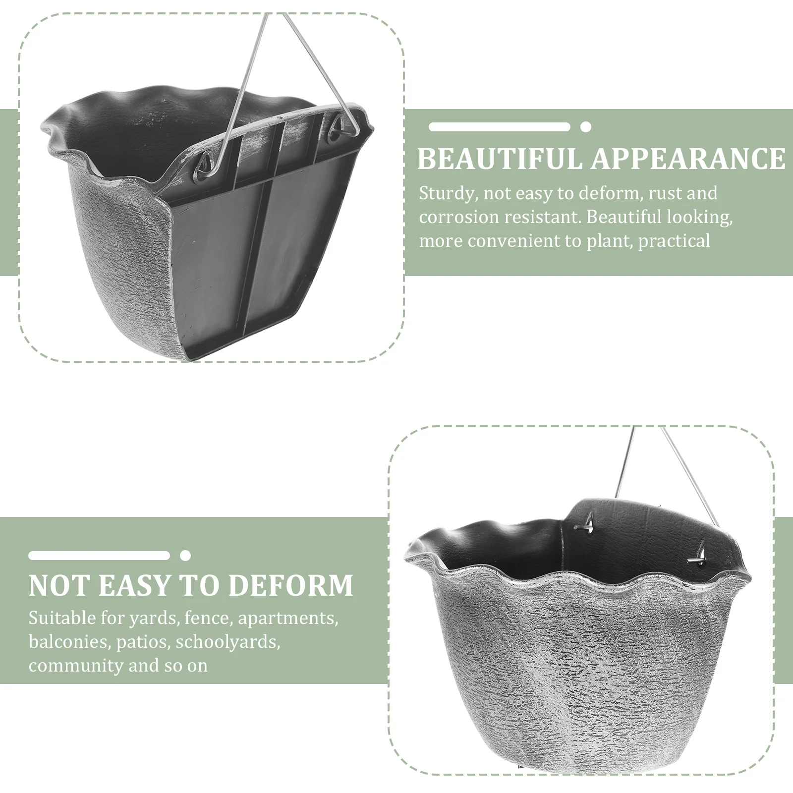 

1 Set Of Retro Painted Hanging Basket Planter Wall Mounted Succulent Wall Planter For Indoor Outdoor Garden Durable Plastic