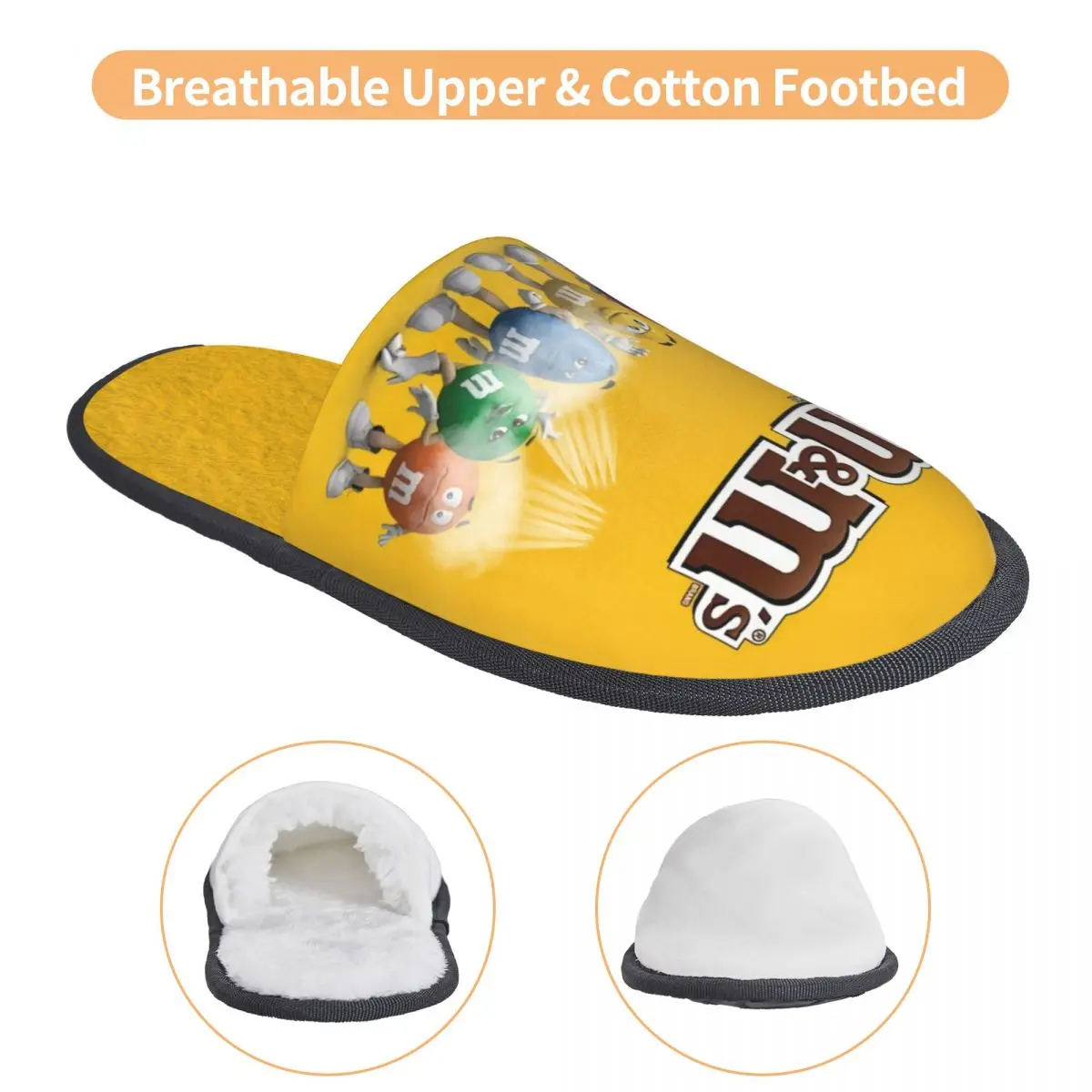 Custom M&M\'s Chocolate Beans House Slippers Cozy Warm Cartoon Candy Chocolate Memory Foam Fluffy Slipper Indoor Outdoor Shoes