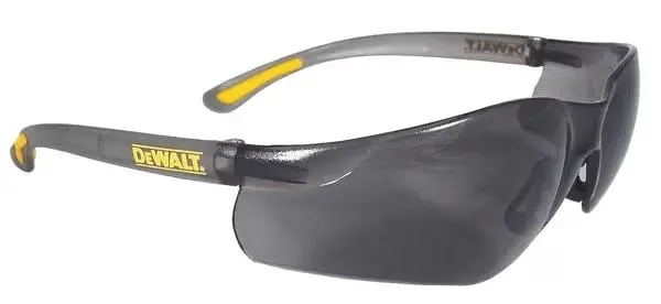 Contractor Pro, Safety Glasses, Anti-Scratch, Gray Lens, Gray, Yellow Frame, Frameless